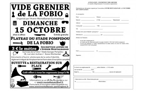 VIDE GRENIER 15 OCTOBRE 2017